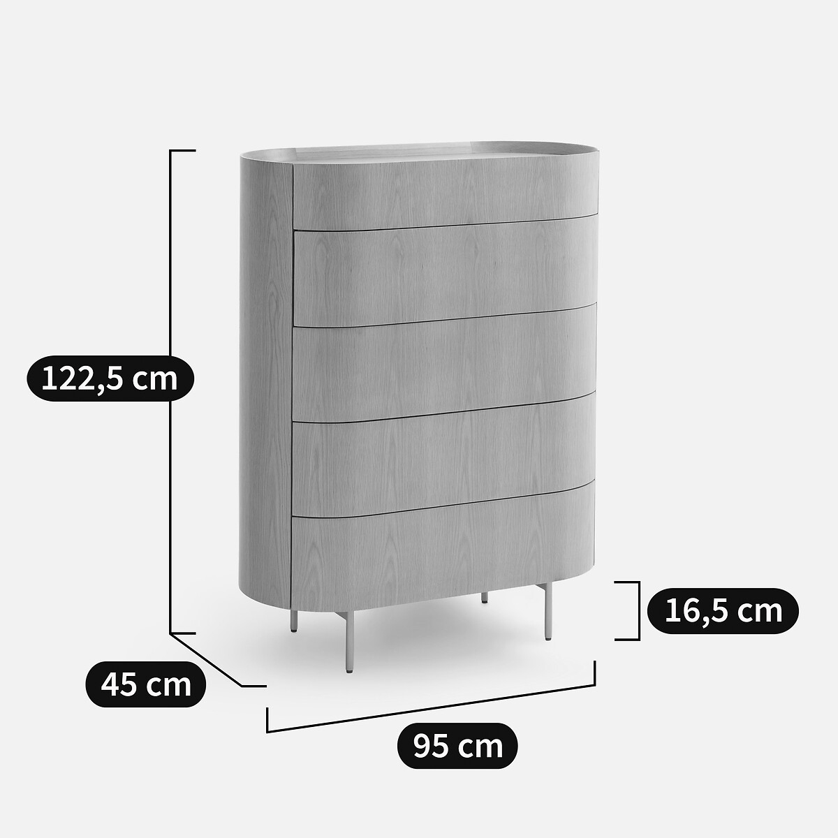 Aslen Solid and Veneer Oak Tall 5-Drawer Chest of Drawers natural oak, AM.PM