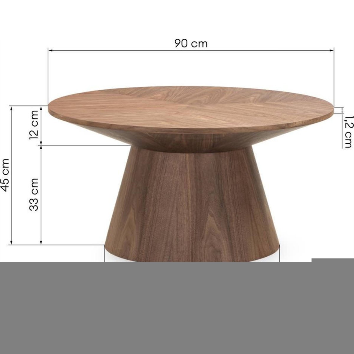 Table basse ronde plaquée noyer MARIEL noyer, RECOLLECTION