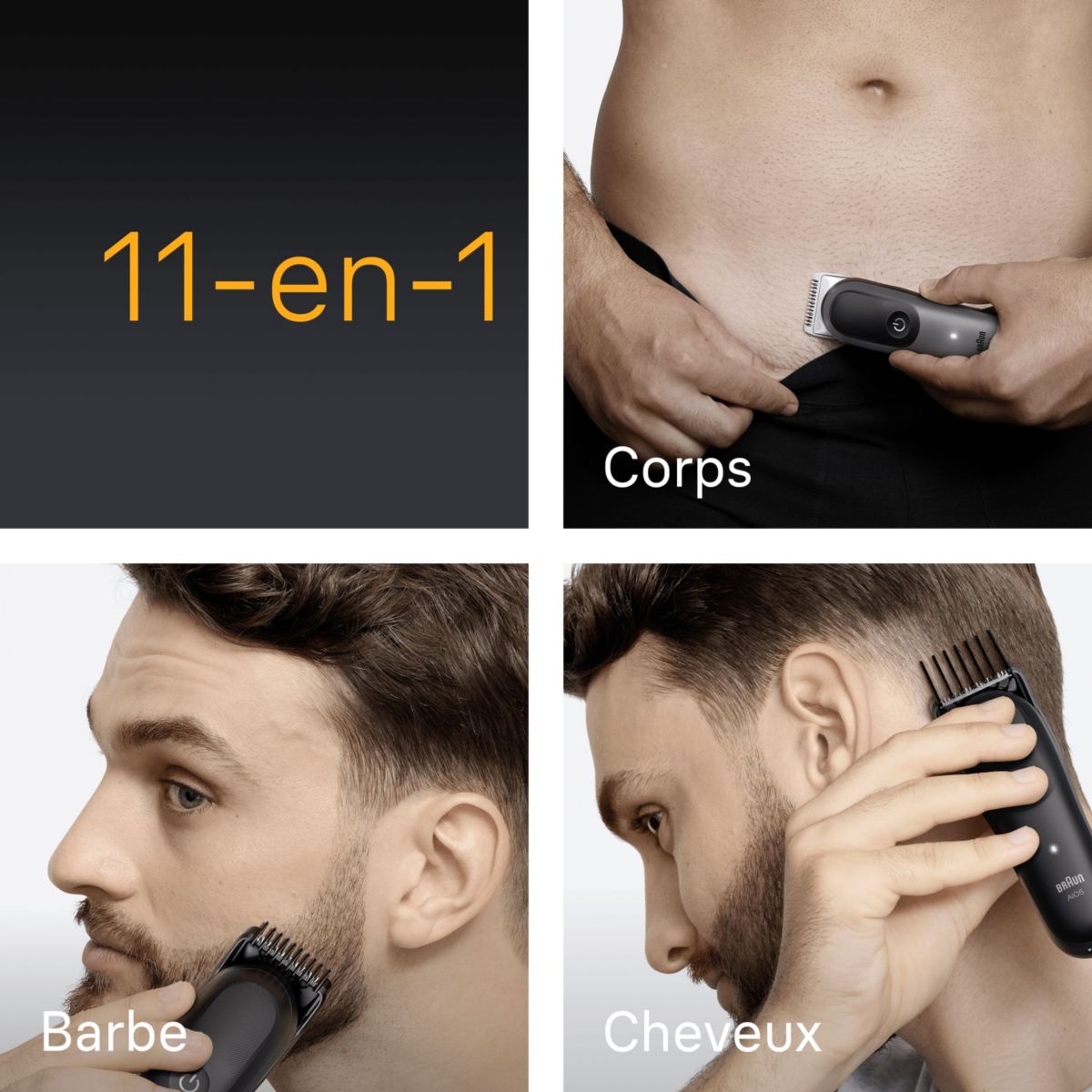 Tondeuse multi usages AIO5560, 14 hauteurs de coupe, précision 0,5 mm, autonomie 120 mn couleur unique, BRAUN