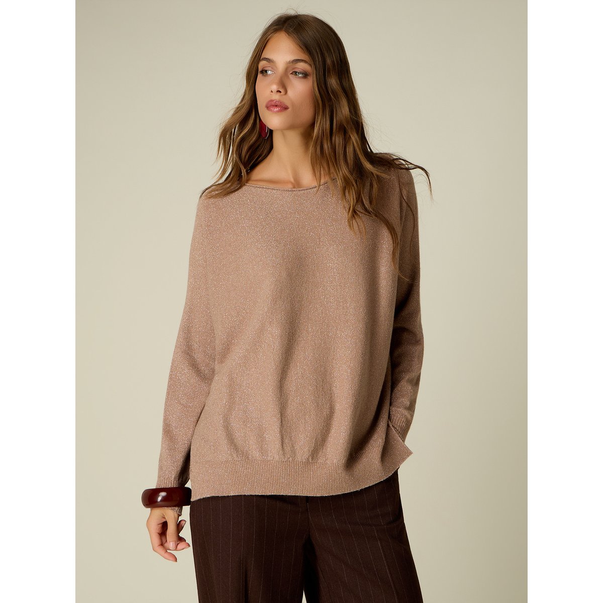 Pull à encolure bateau rose, OLTRE