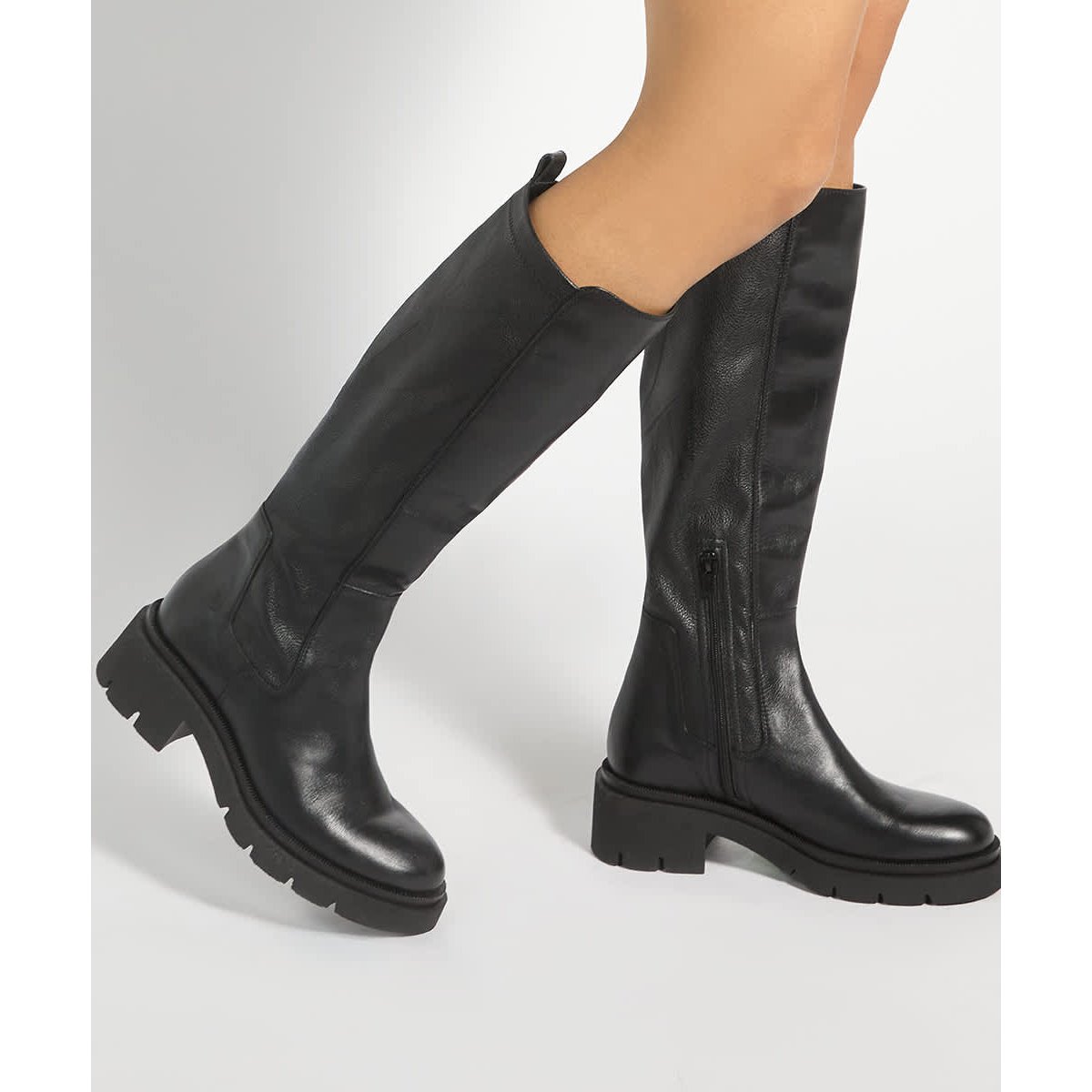 Bottes au genou à enfiler - TONI black-leather, DUNE LONDON