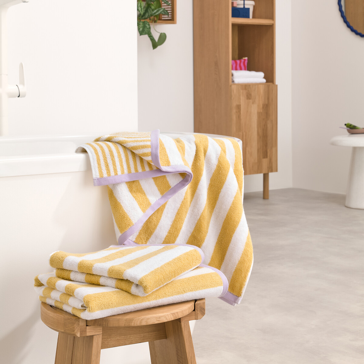 Maxi drap de bain éponge 500g, Dani jaune/blanc, LA REDOUTE INTERIEURS