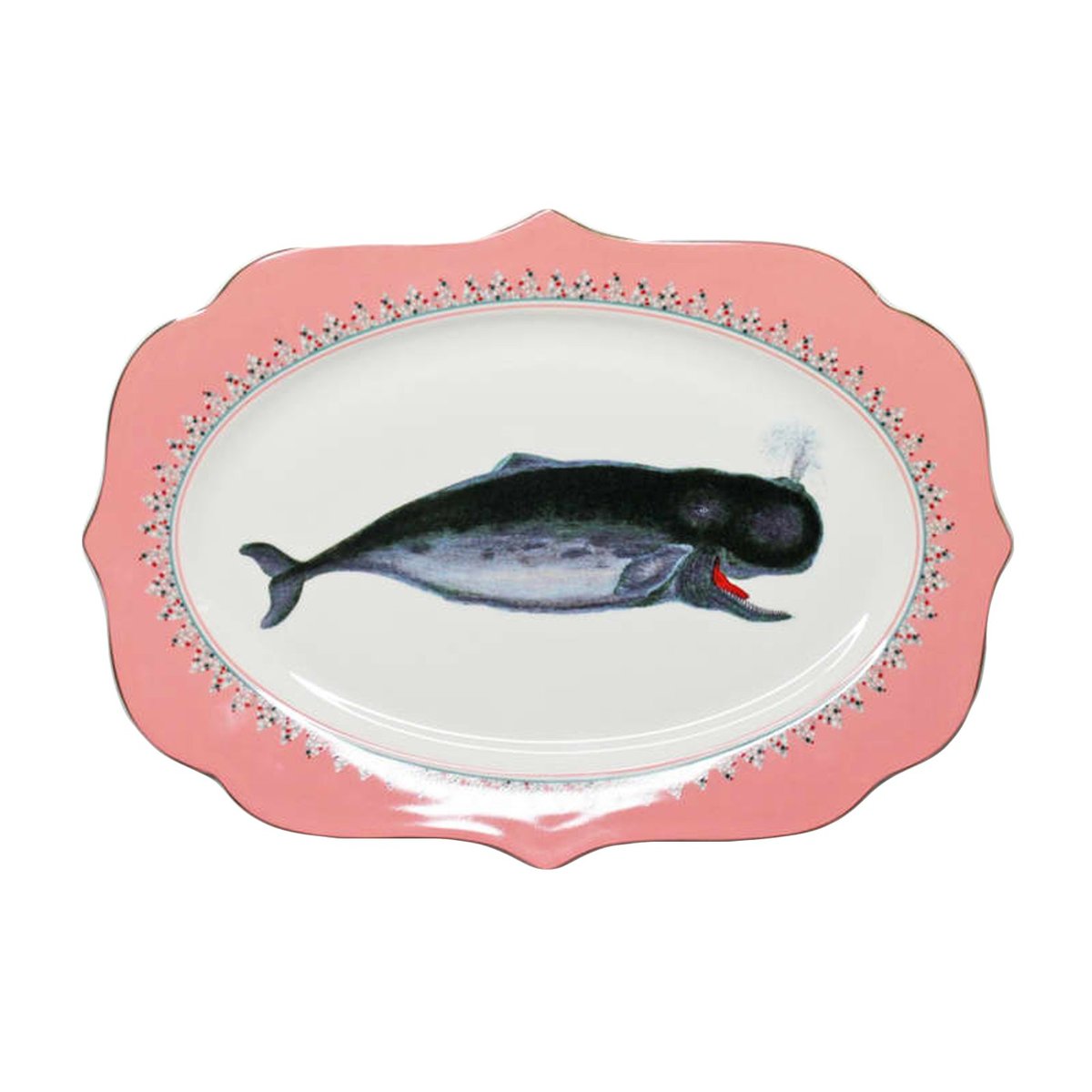 Plat Baleine 36cm x 25cm rose, YVONNE ELLEN