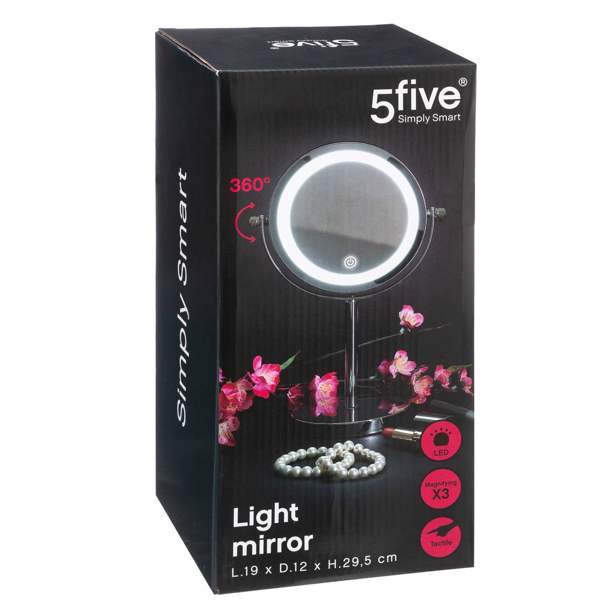 Miroir avec pied chromé LED argent, 5FIVE SIMPLY SMART