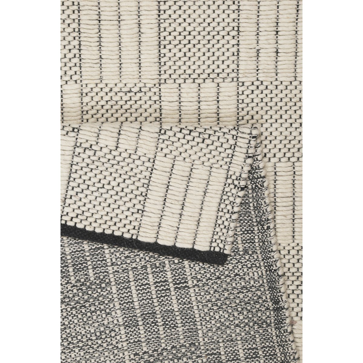 Tapis relief tissé main laine , LANI crème, noir, WECON HOME