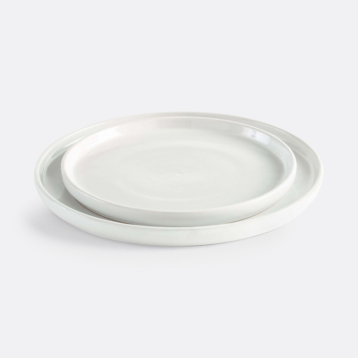 Lot 4 assiettes plates en grès ELINOR blanc, LA REDOUTE INTERIEURS