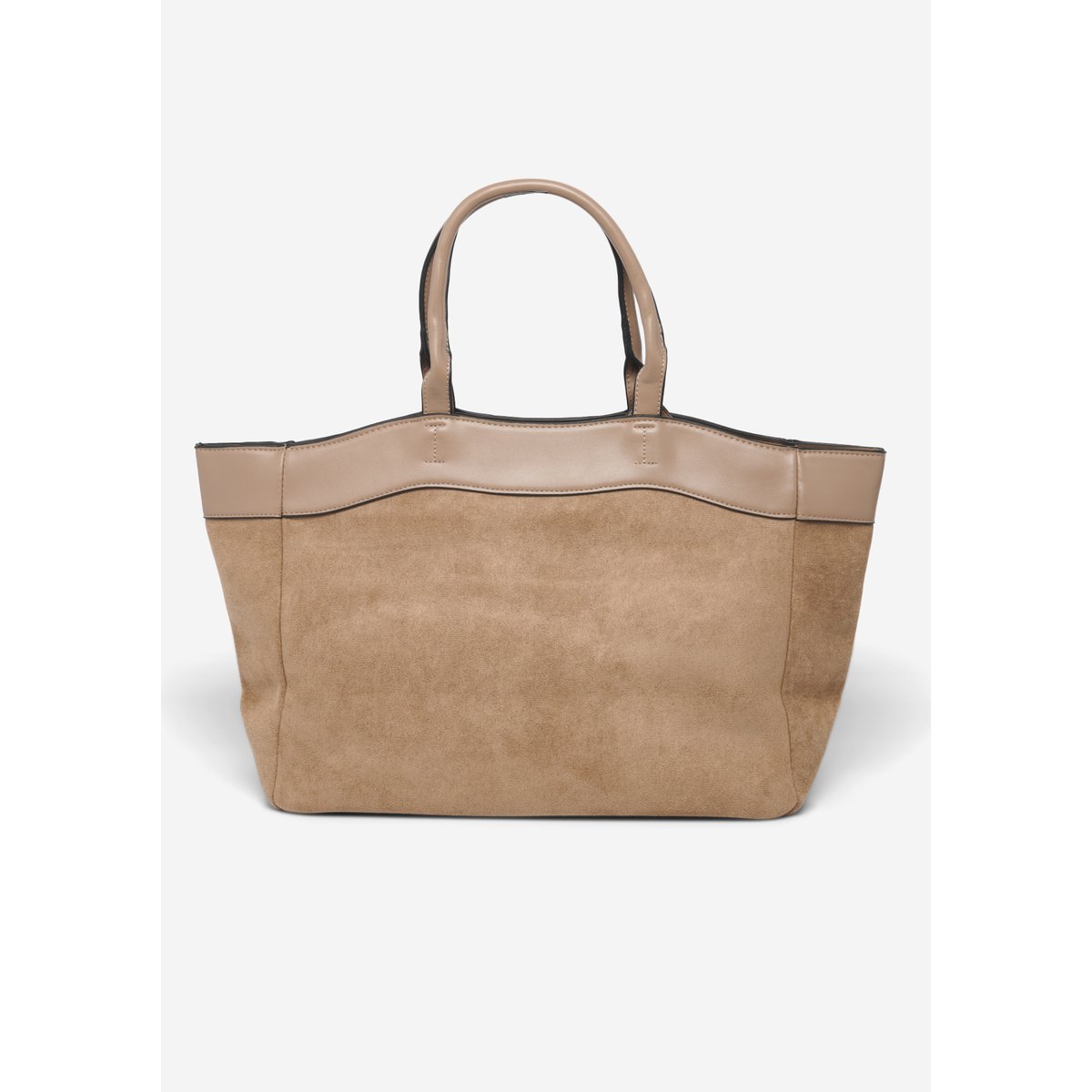 Sac shopper bi-matière taupe, LOLALIZA