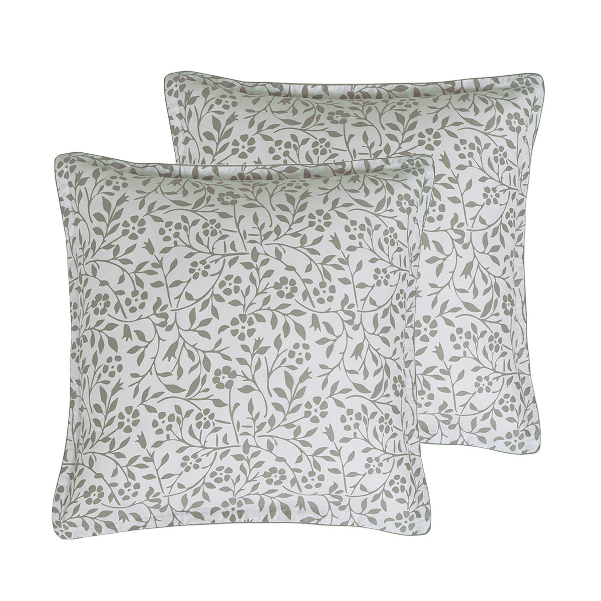 Lot de 2 taies d'oreiller en satin de coton 120 fils ELOQUENCE sauge, SENSEI MAISON