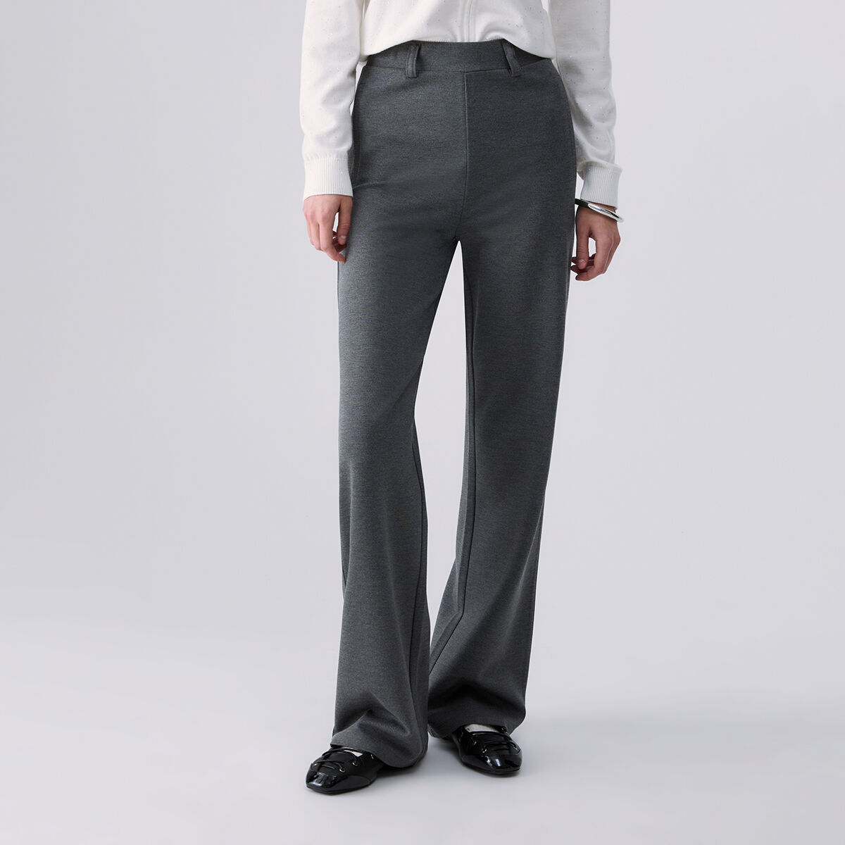 Pantalon coupe regular en punto milano gris, LIU JO