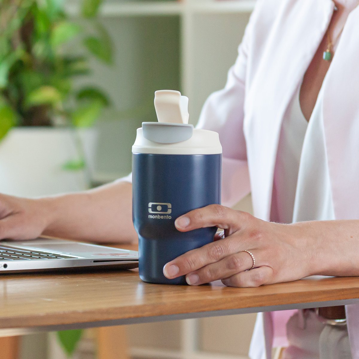 Mug isotherme avec paille 360ml, Travel Mug S bleu, MONBENTO