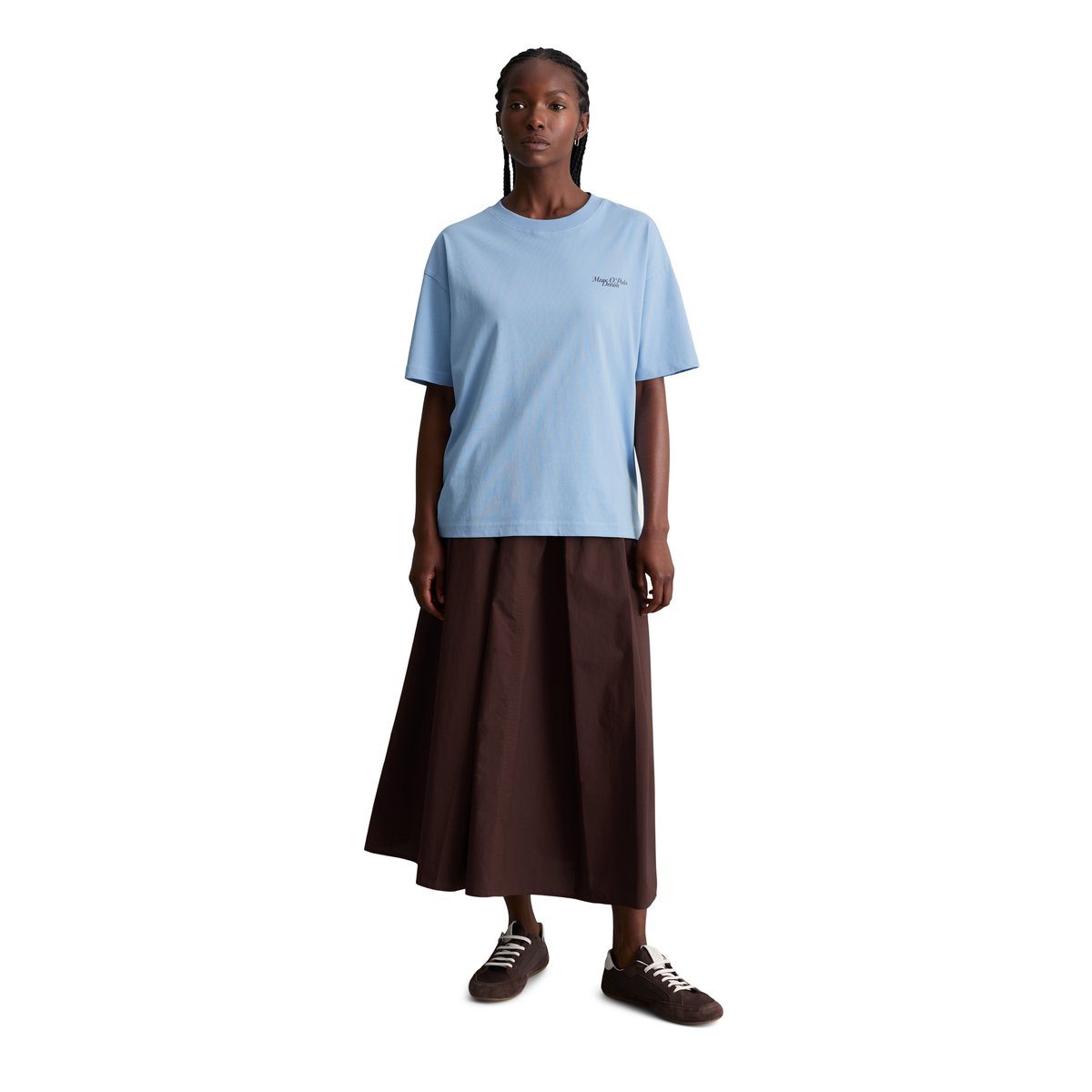T-shirt à logo relaxed en coton organique bleu moyen, MARC O’POLO DENIM