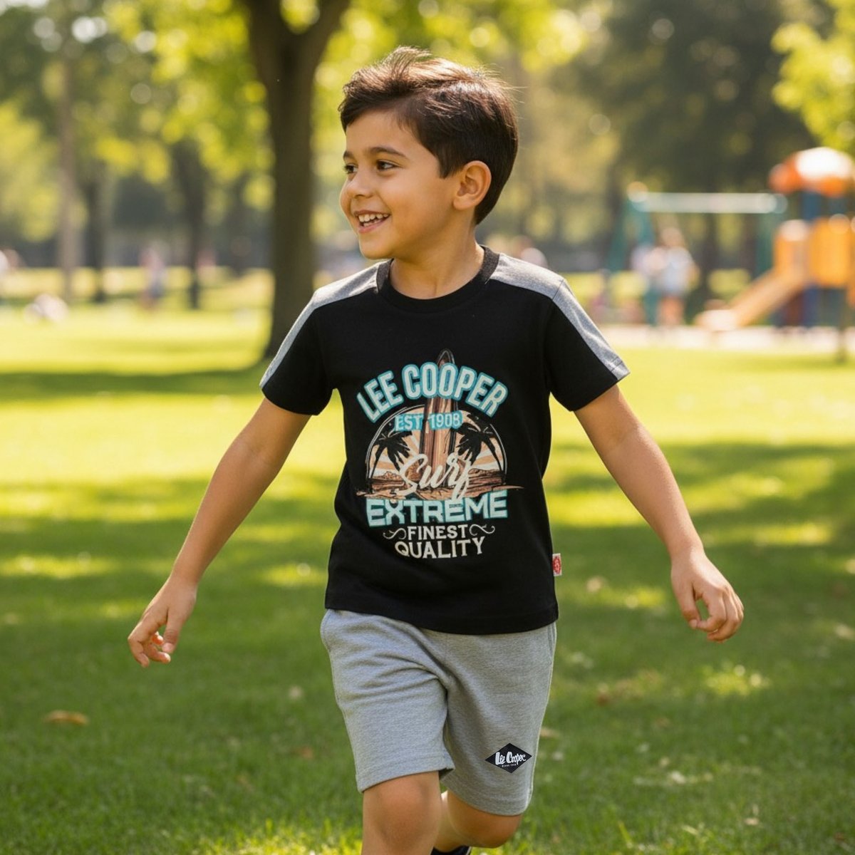 Ensemble t-shirt imprimé et short KIDS CLUB noir, LEE COOPER
