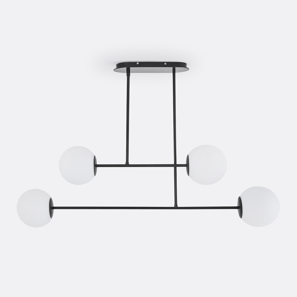 Suspension métal acier et verre opaline, Atea noir, LA REDOUTE INTERIEURS