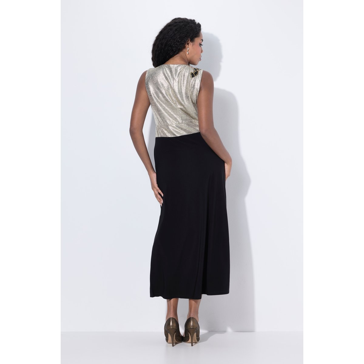 Robe maxi sans manches à col en V or, ULLA POPKEN