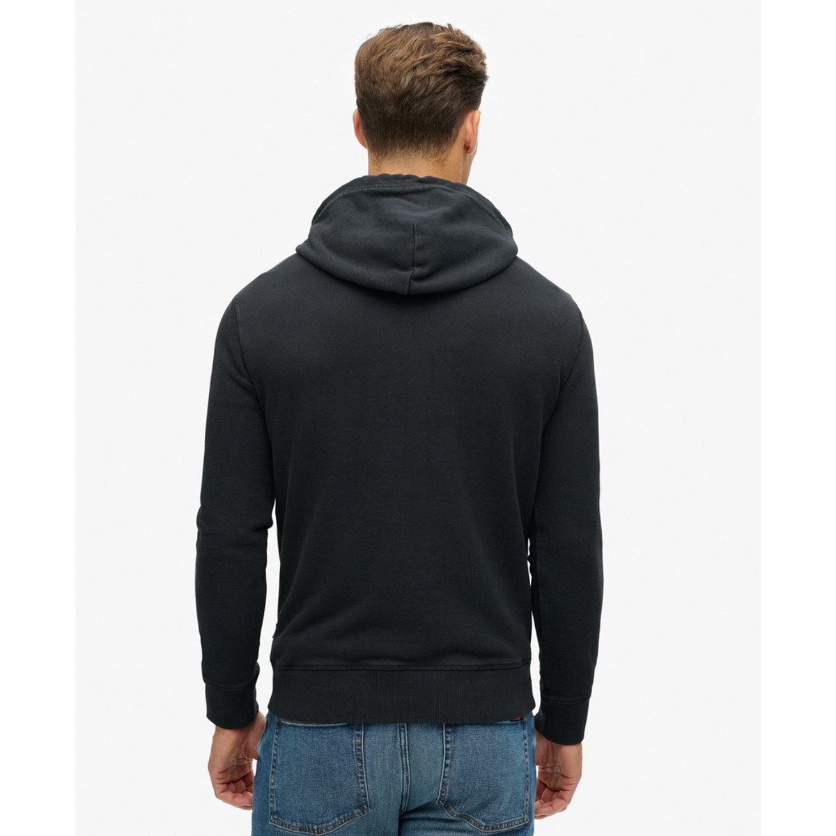 Sweat à capuche à logo ton sur ton Venue noir de jais, SUPERDRY