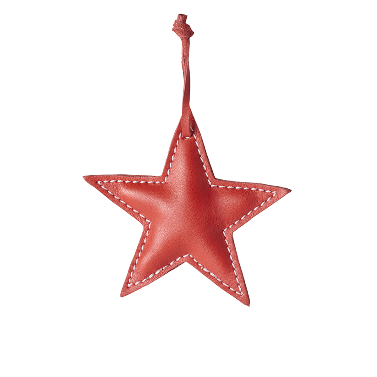 Suspension décorative de noël étoile en cuir H10 rouge, SIA DECO