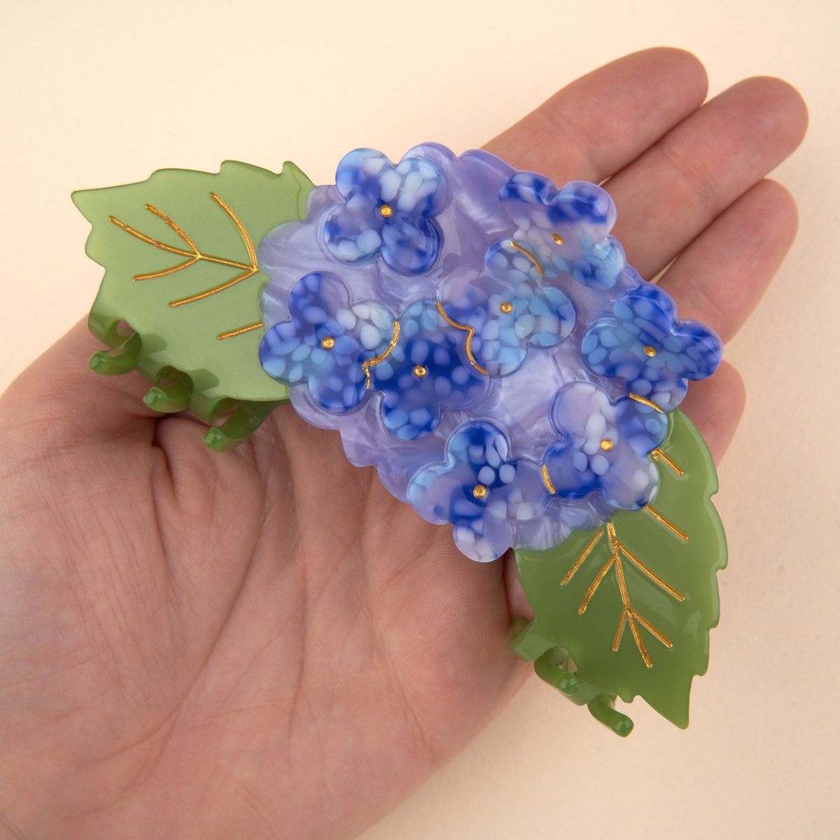 Pince à cheveux HORTENSIA bleu et vert, COUCOU SUZETTE
