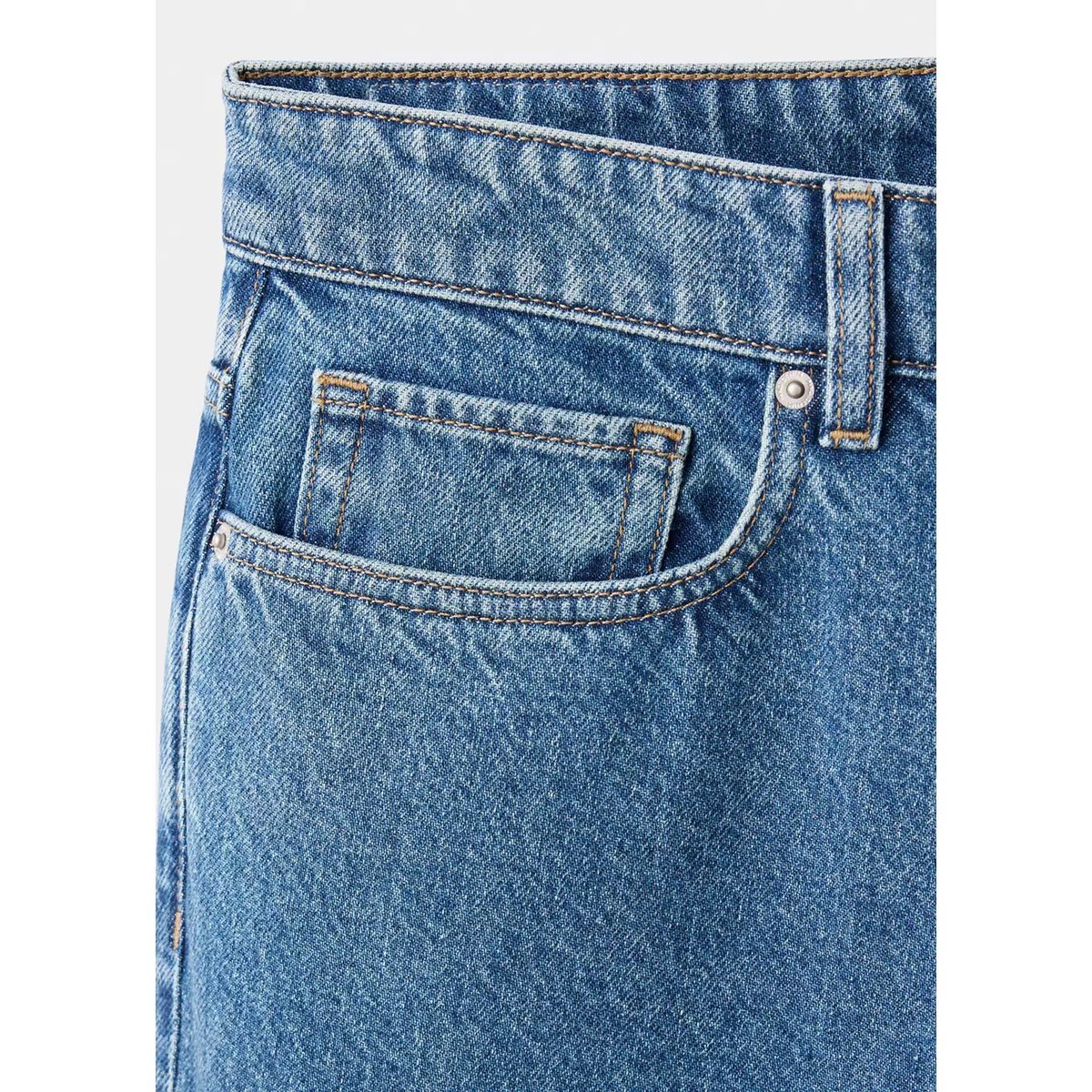 Jean Sammy court coupe carotte bleu foncé, MANGO MAN