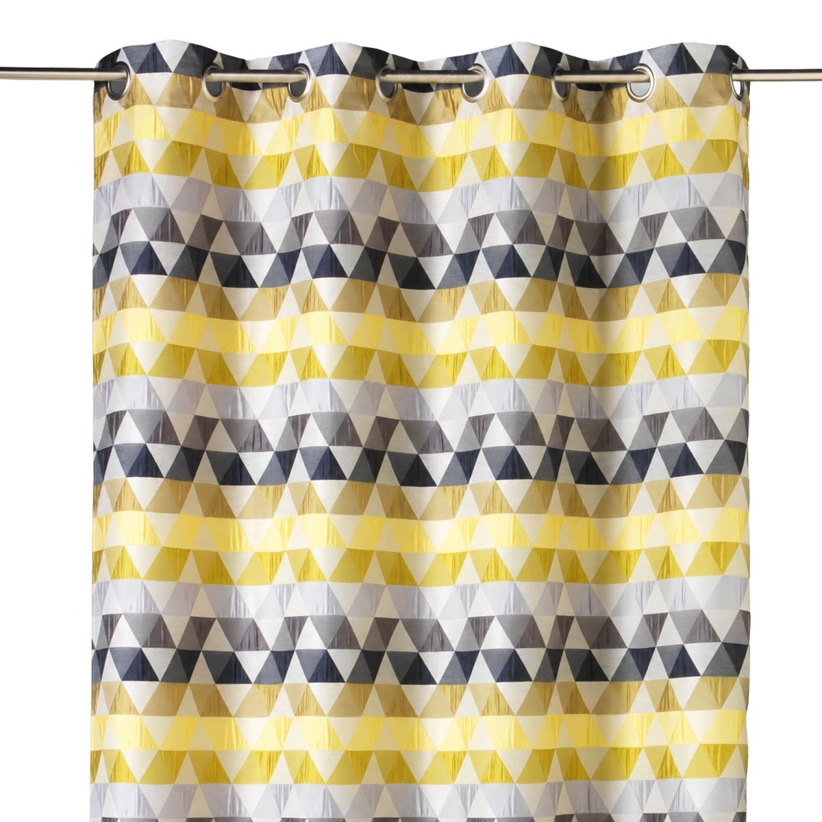 Rideau jacquard tamisant motifs triangles vert tilleul, HOME MAISON