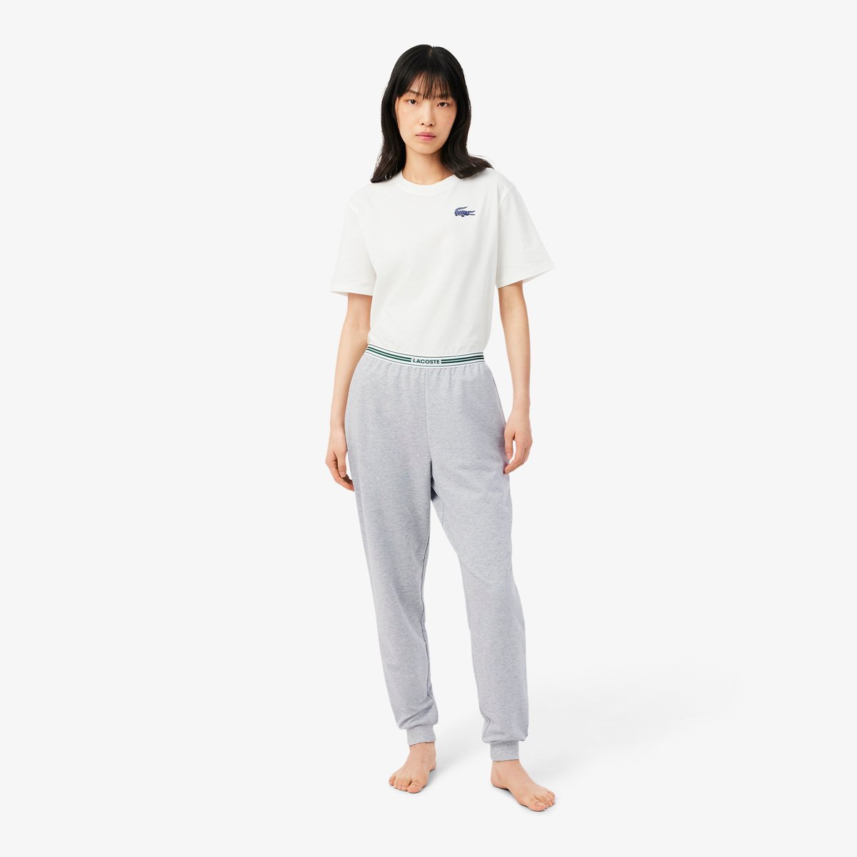 Pantalon de survêtement d'intérieur coton gris-cca, LACOSTE
