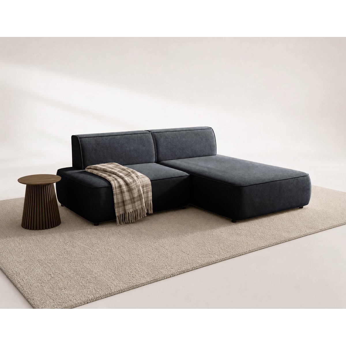 Canapé d'Angle Convertible en Velours 4 places - LISETTE noir, BEST MOBILIER
