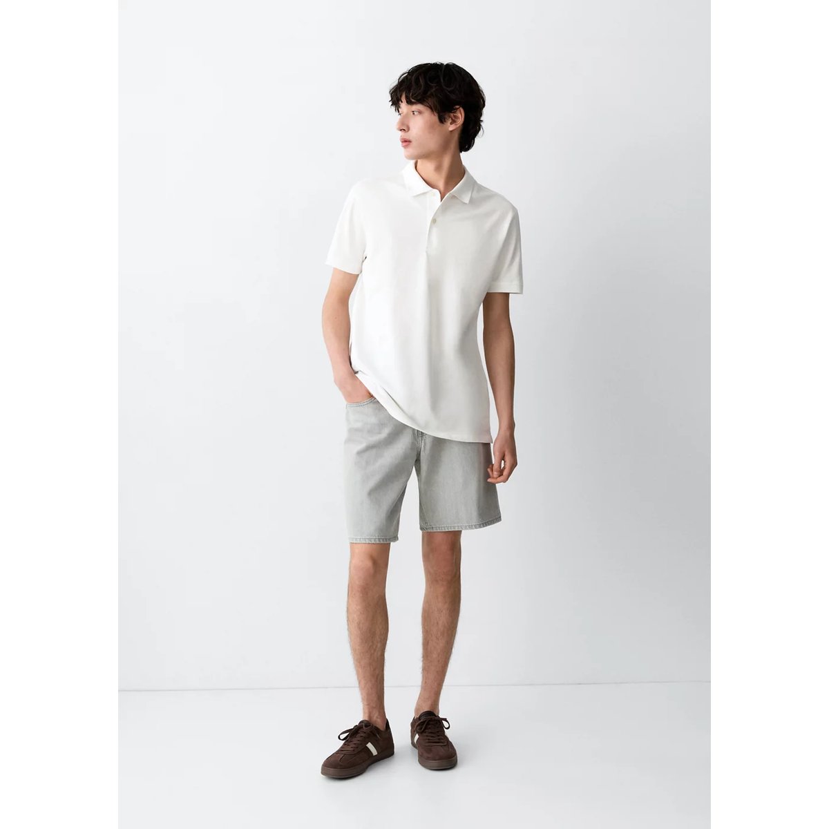 Polo coton manches courtes blanc, MANGO TEEN