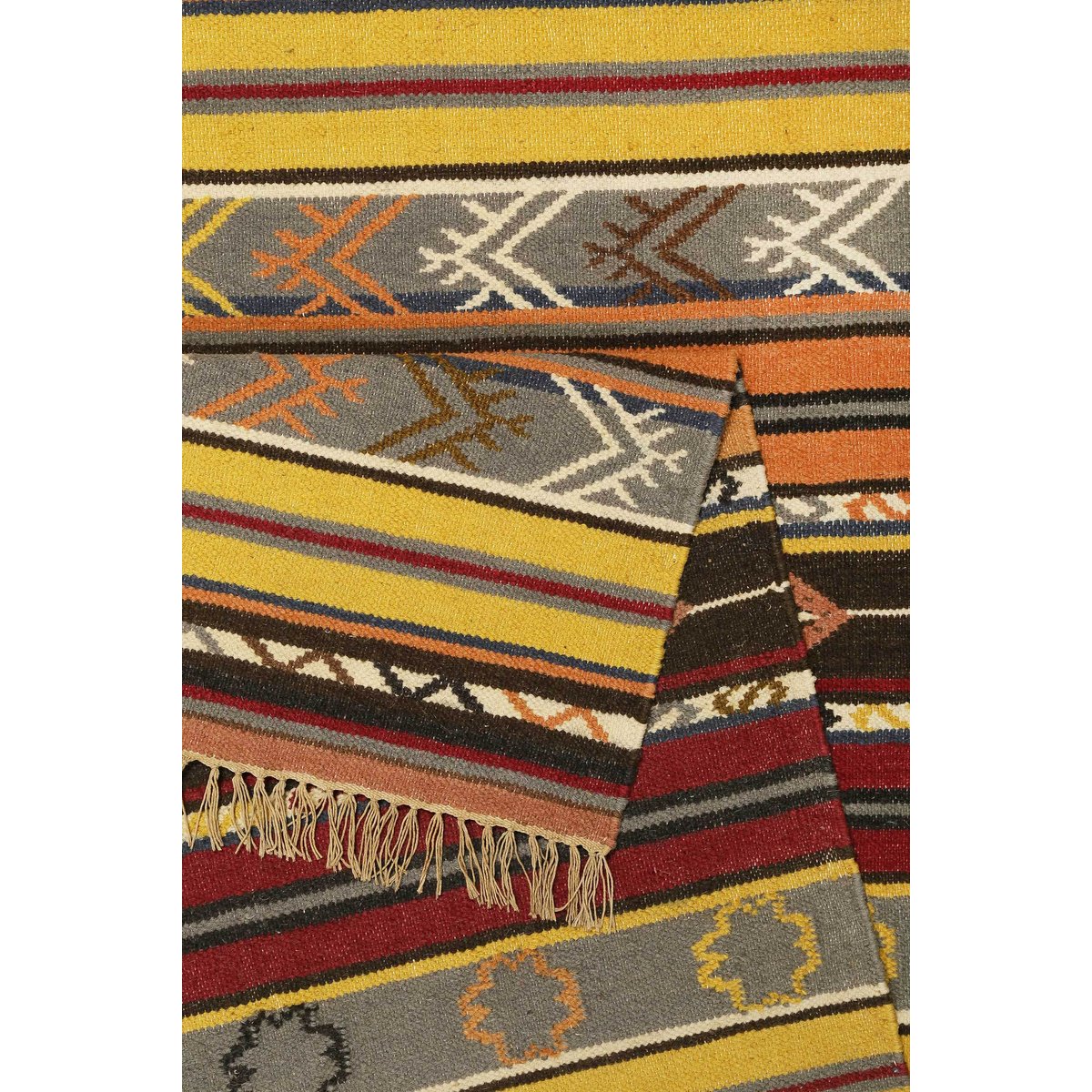Tapis motif kilim ethnique à franges , MAHAL coloré, ESPRIT
