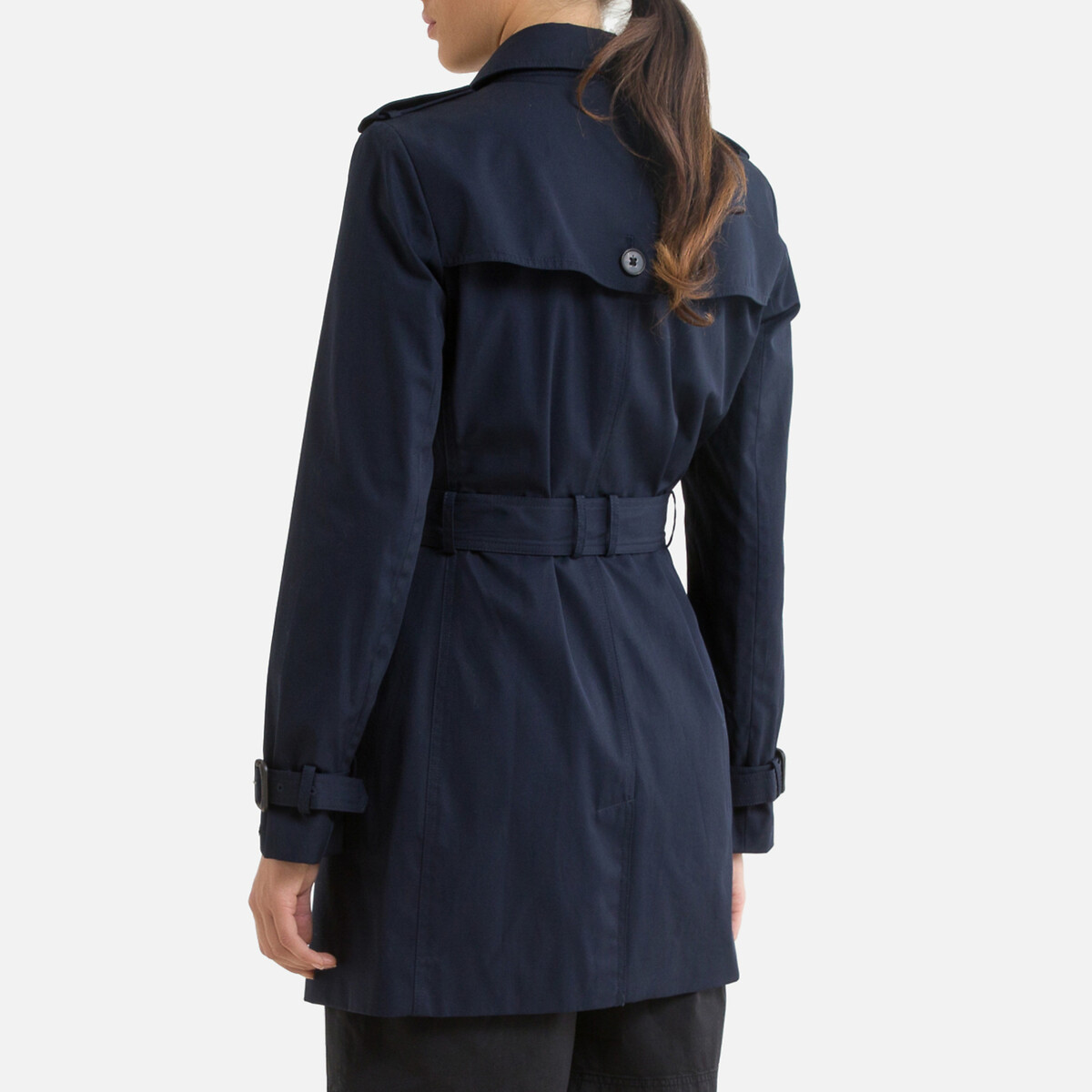 Trench mi-long fermeture boutonnée, mi-saison marine, TOMMY HILFIGER