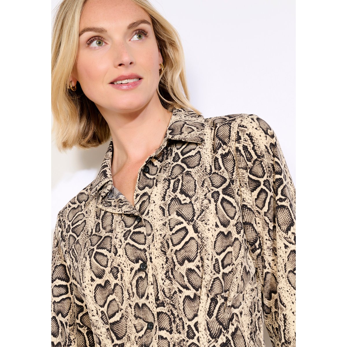 Robe fluide imprimée lt beige, LOLALIZA