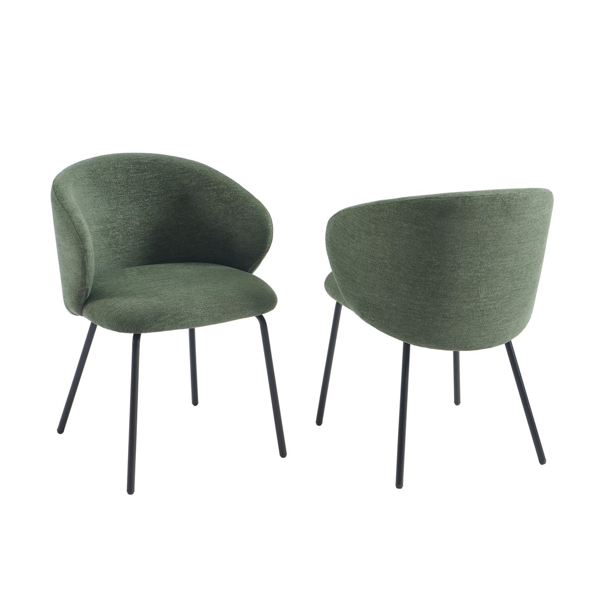 Chaise en tissu chenille (lot de 6) CASSIE vert, SORELH