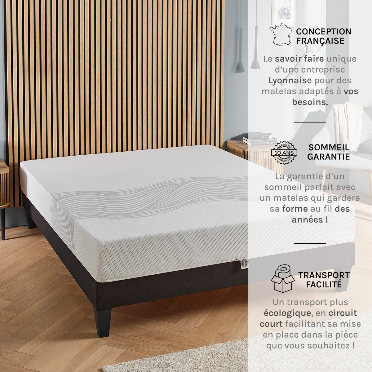 Matelas Mousse Sensitive 140x200 cm Accueil Mémoire de forme blanc, OLYMPE LITERIE