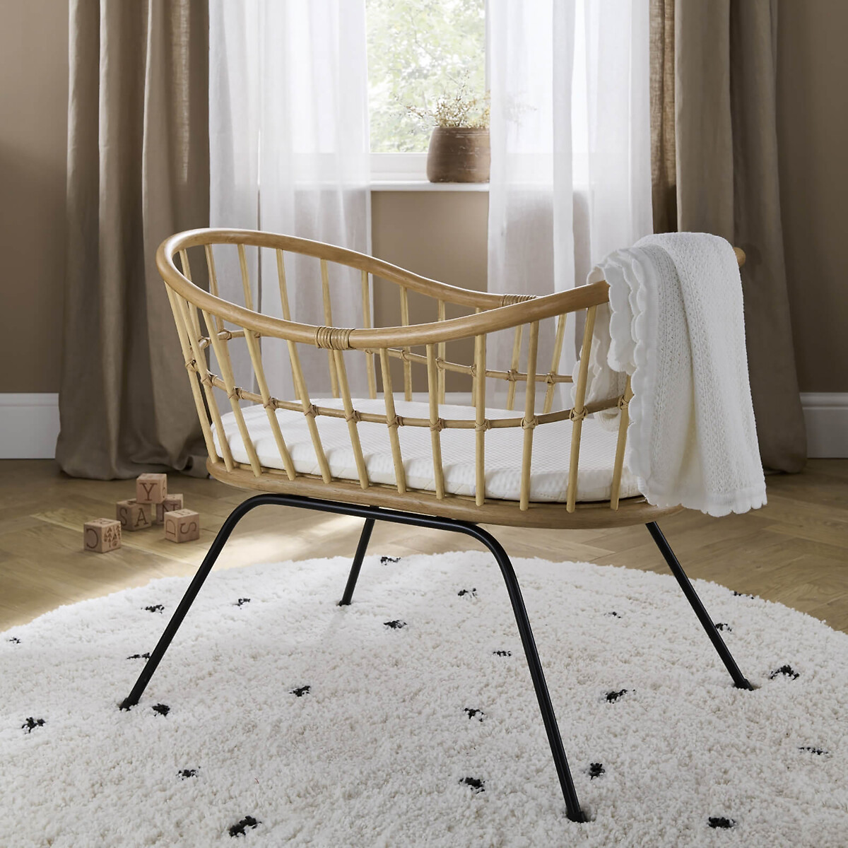 Aria Wave Crib natural rattan, CUDDLECO