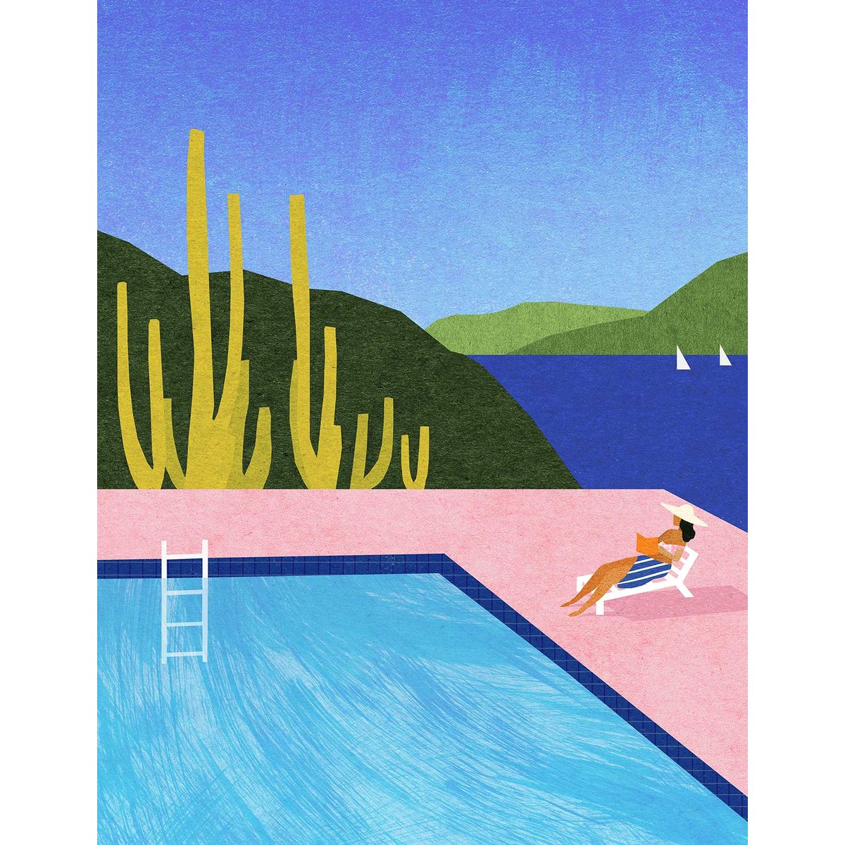 Papier peint au bord de la piscine intissé, HEXOA