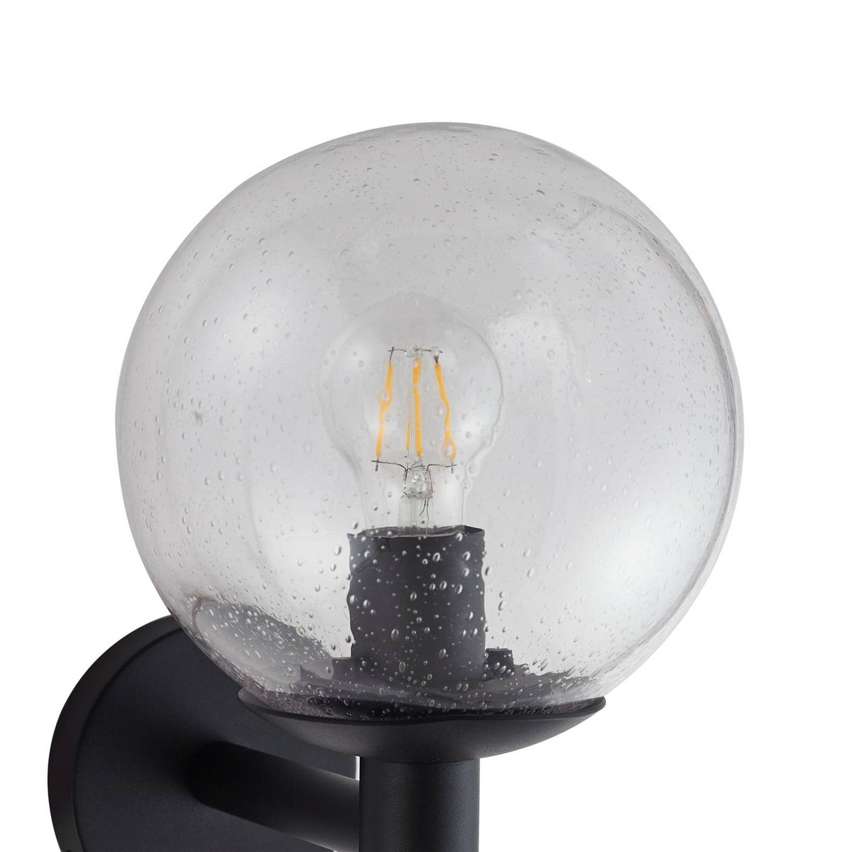Applique extérieure en verre moderne, Dangan noir, transparent, LINDBY