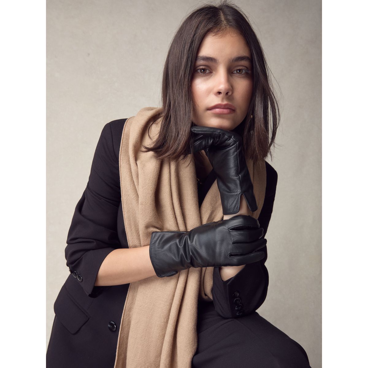 Gants en cuir noir, NEXT