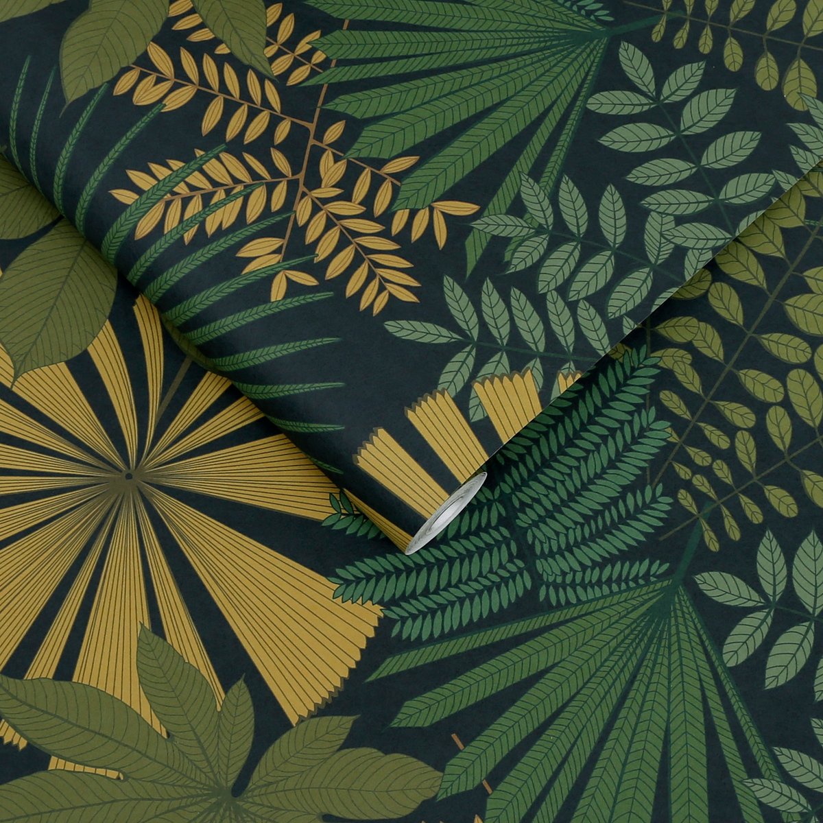 Papier peint Bohemia Black vert, ocre, noir, GRAHAM ET BROWN