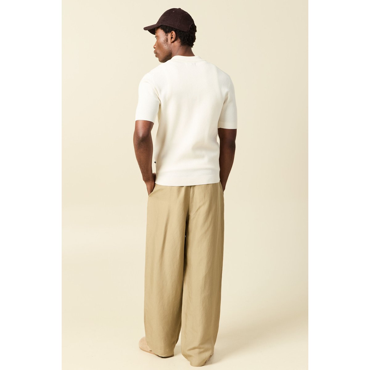 Chemise manches courtes col polo ecru, BONOBO