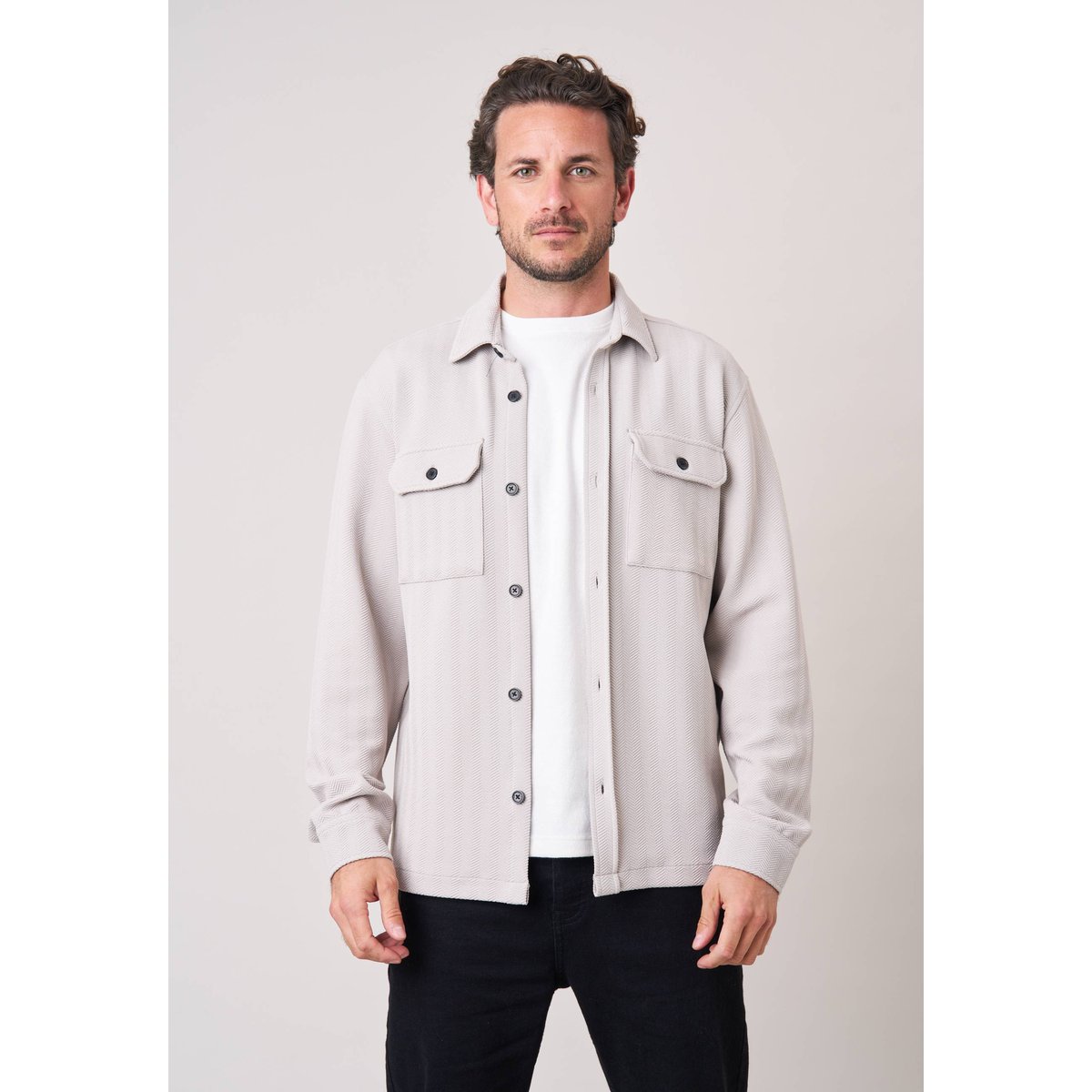 Chemise confort homme en chevron JOLIAN chalk, DEELUXE