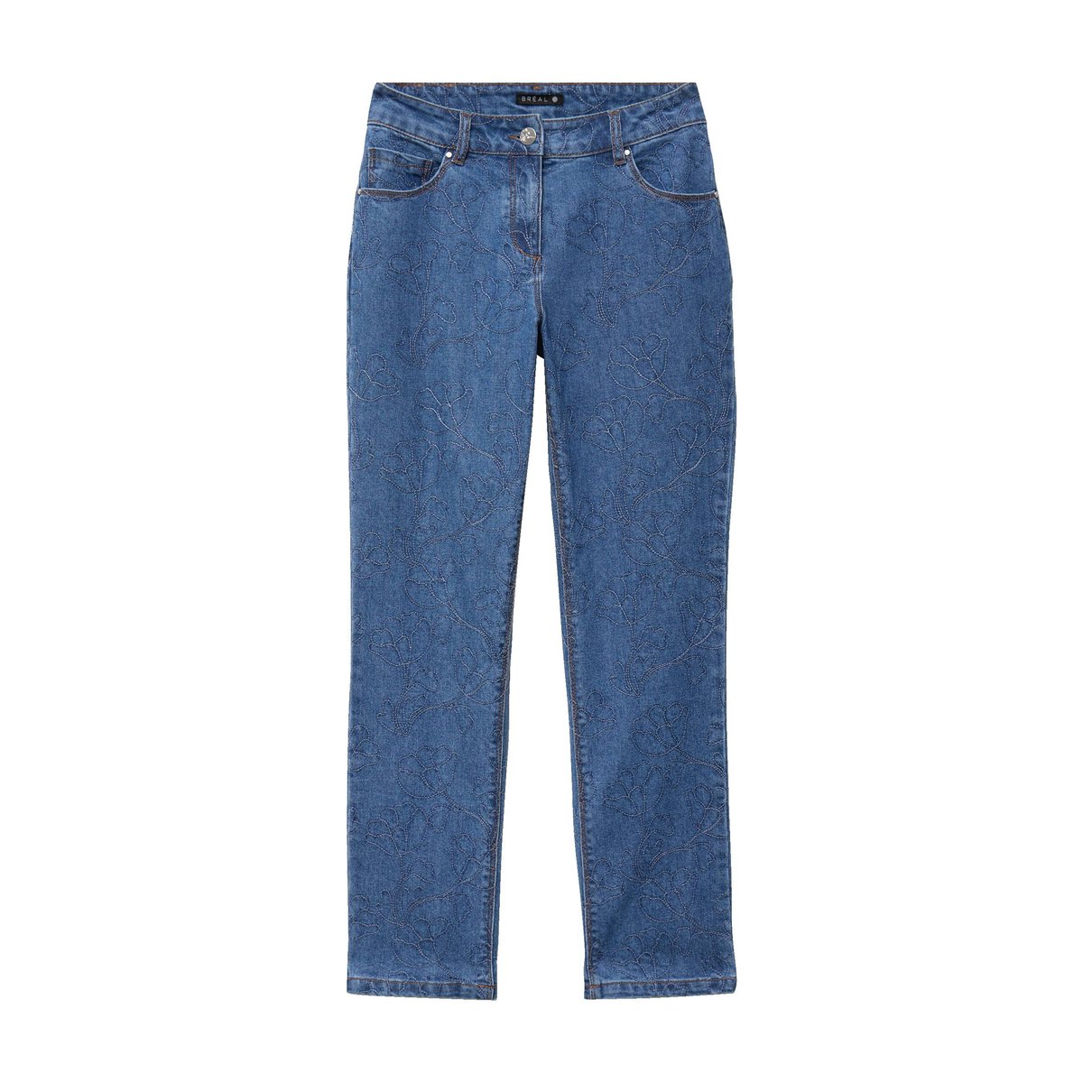 Jean coupe droite 7/8ème taille basculée bleu, BREAL