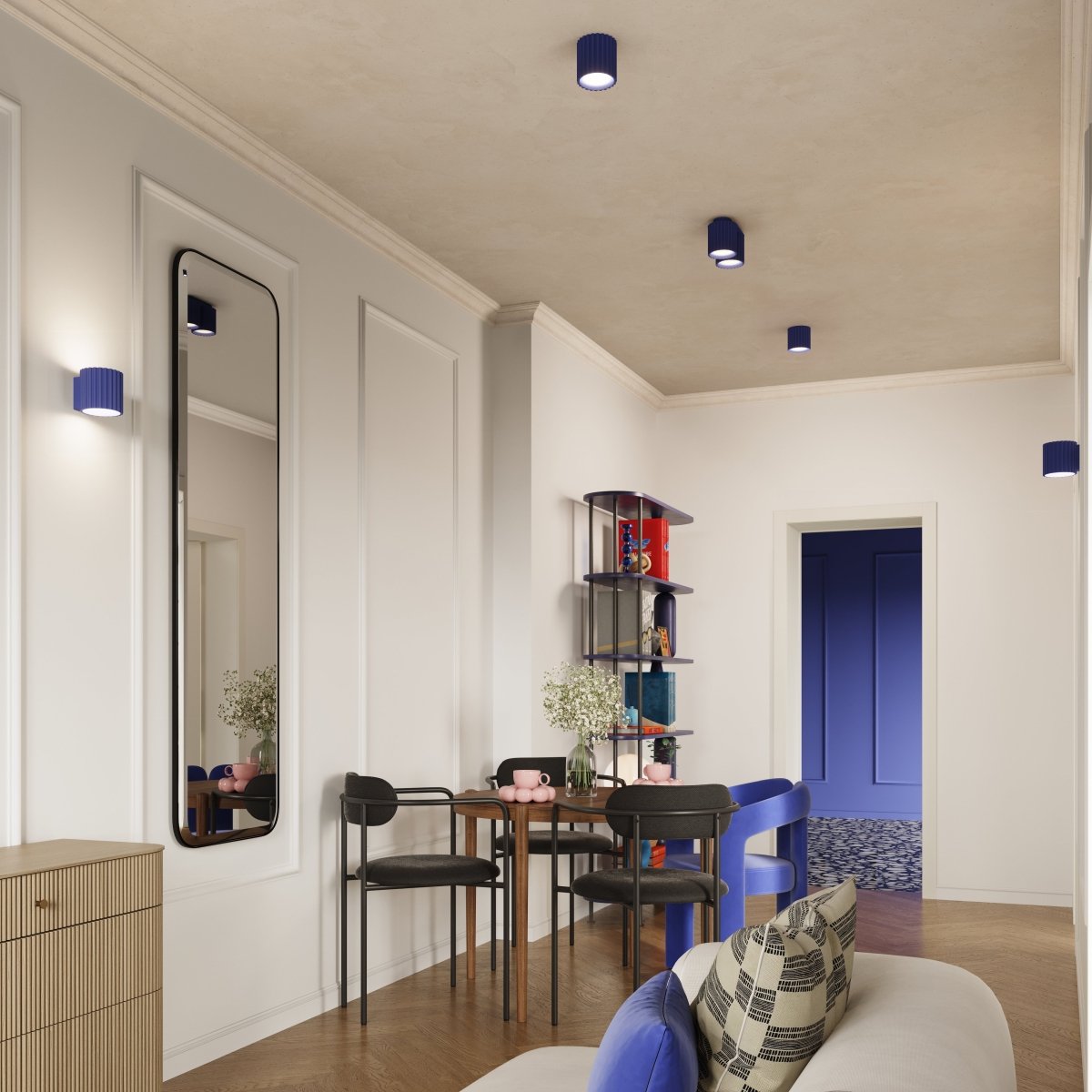 Plafonnier Aluminium Outremer GU10 1 Aura bleu, EDEN