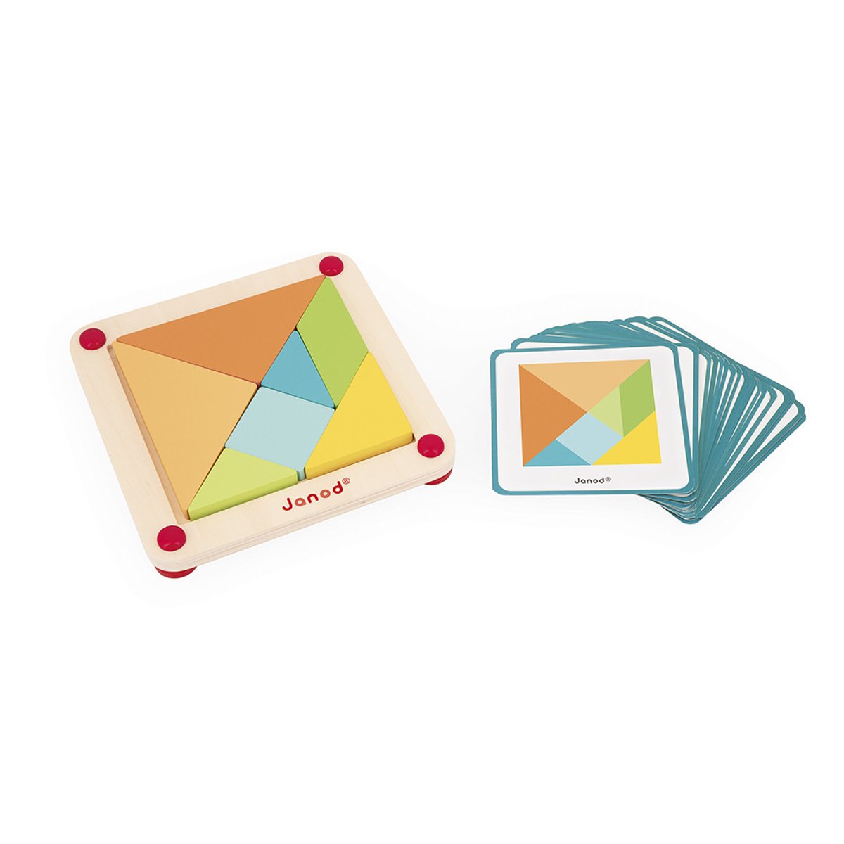 Tangram En Bois Avec 25 Cartes Modèles multicolore, JANOD