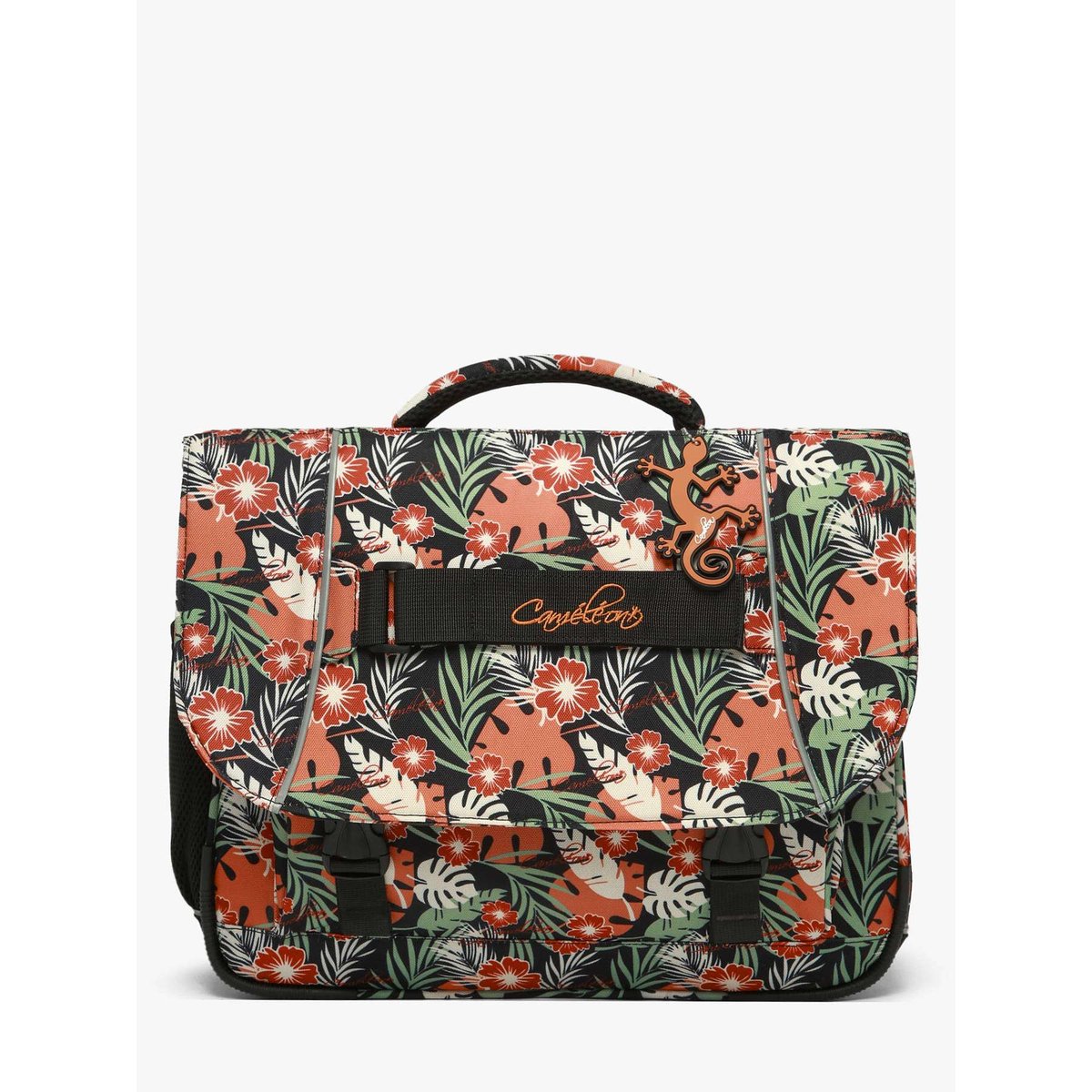 Cartable 2 compartiments coral hibiscus, CAMELEON