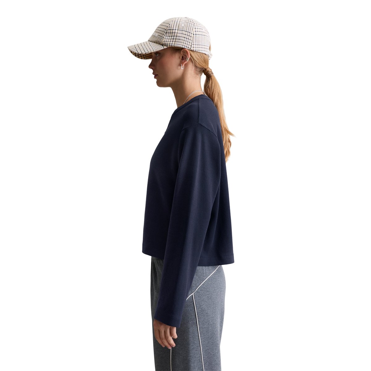 T-shirt long relaxed en jersey lourd bleu foncé, MARC O’POLO DENIM