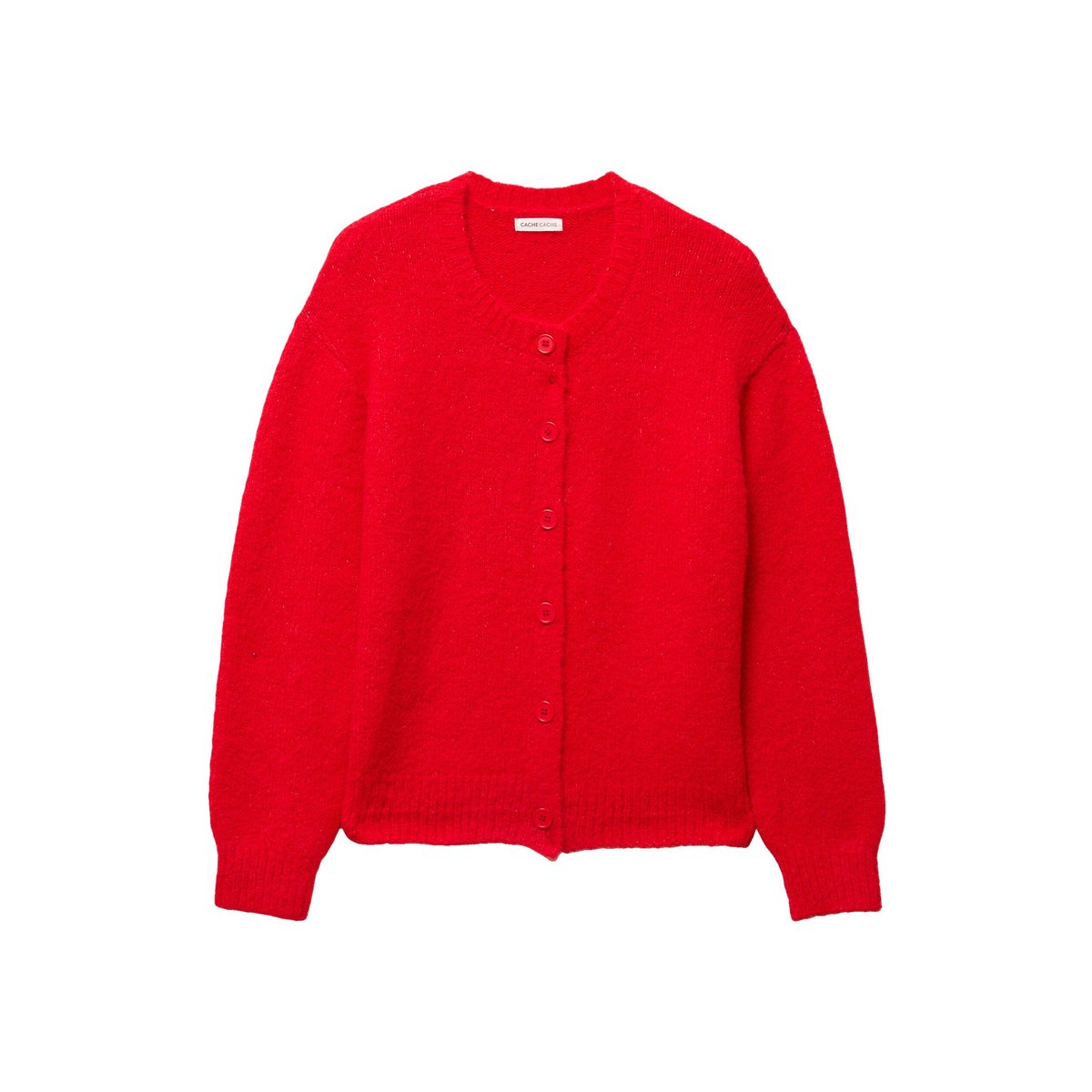 Gilet ample col rond manches longues rouge, CACHE CACHE