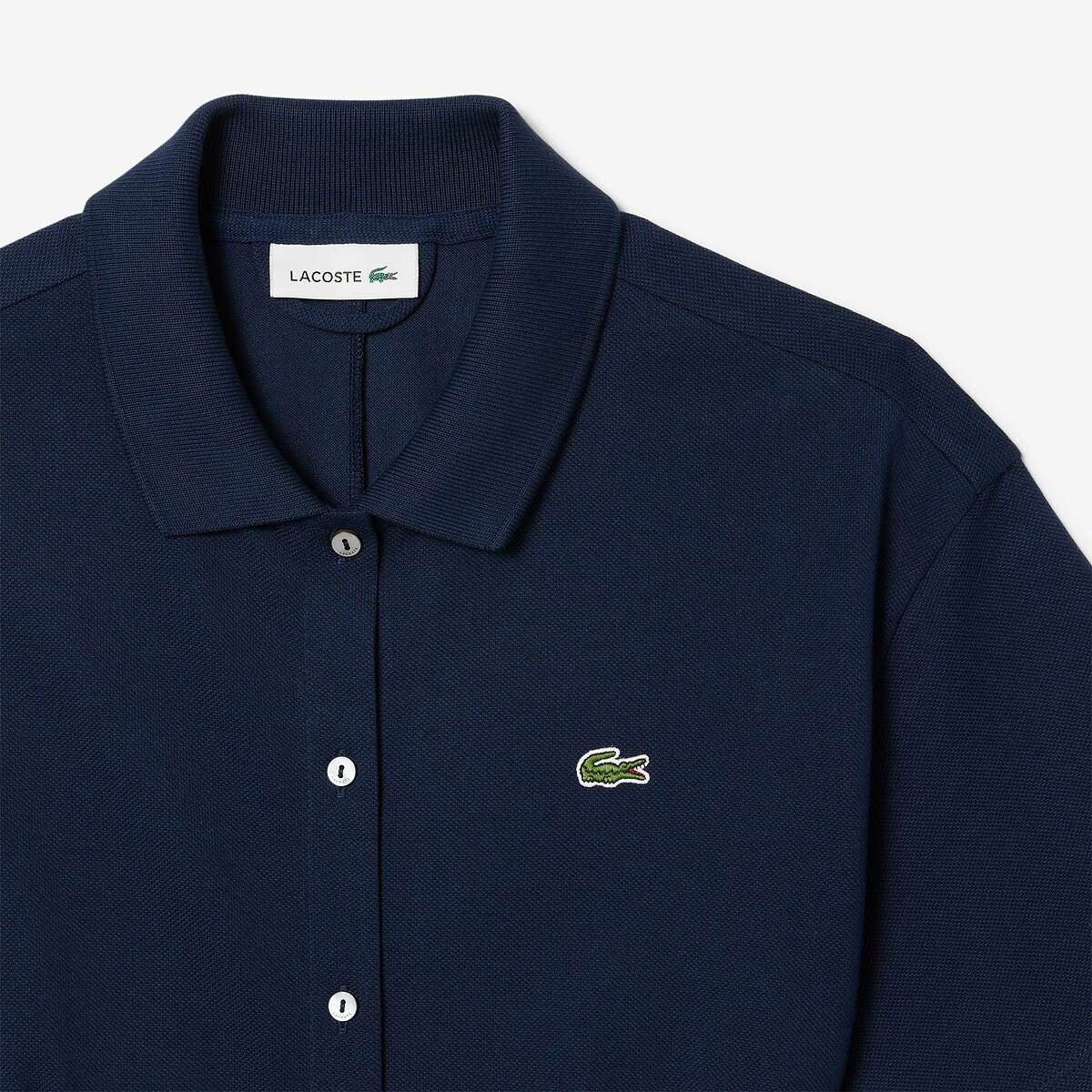Vestido polo acampanado de manga corta azul marino, LACOSTE