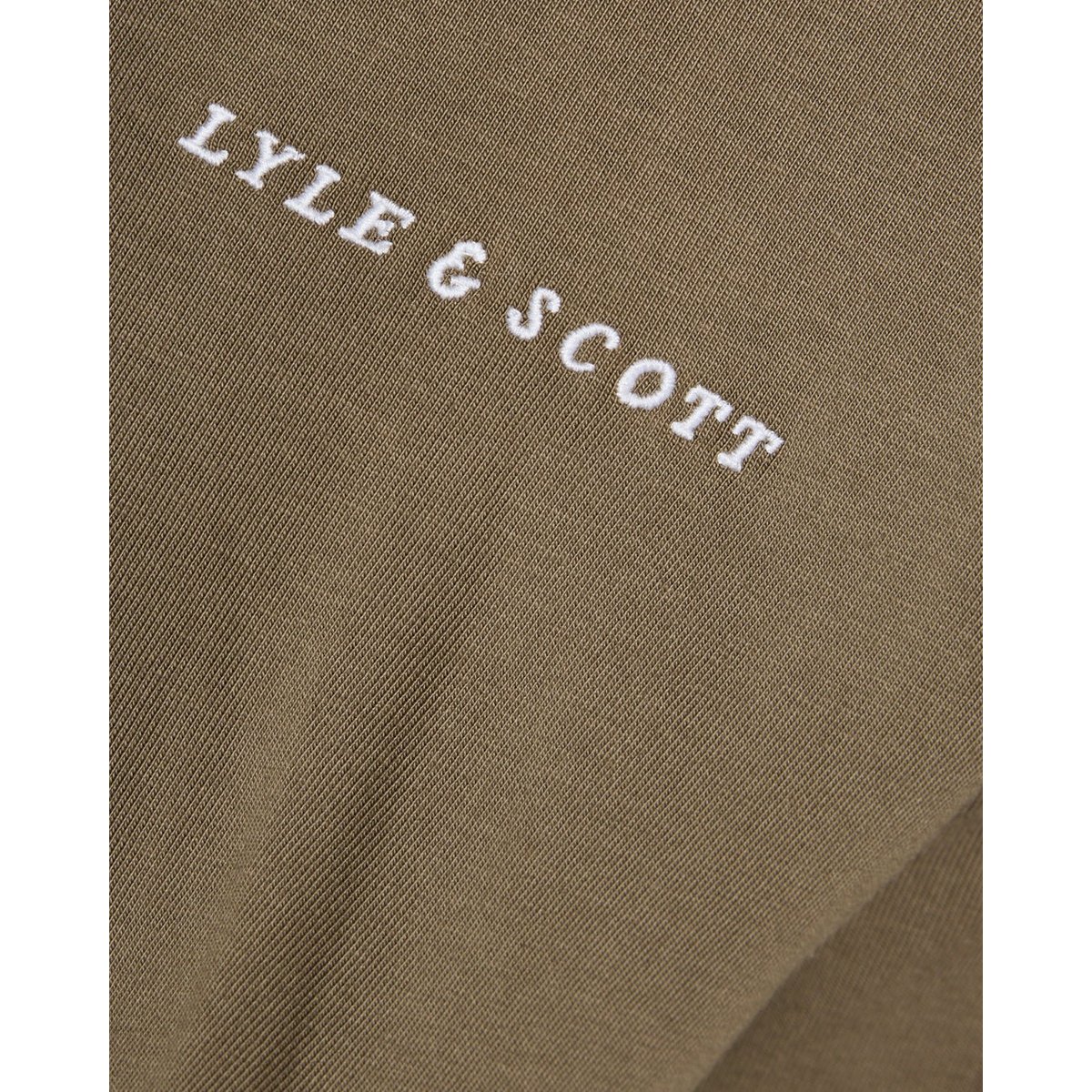 T-shirt logo script en coton col rond vert kaki cendré, LYLE & SCOTT