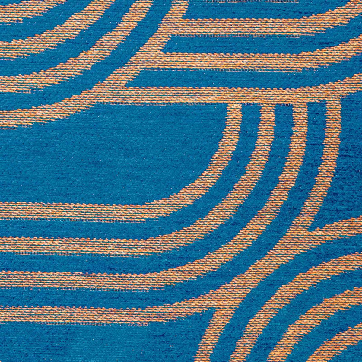 Tapis intérieur extérieur, DISCO bleu pétrole à lignes beige rosé, RECOLLECTION