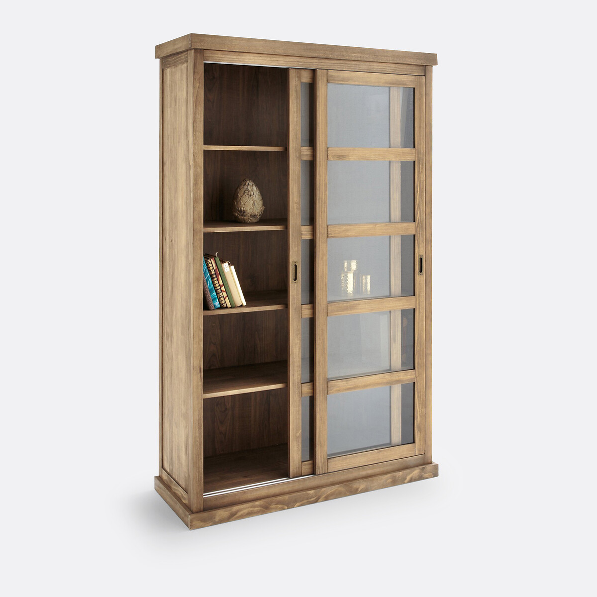 Vitrina con 2 puertas correderas, LUNJA madera clara natural, LA REDOUTE INTERIEURS