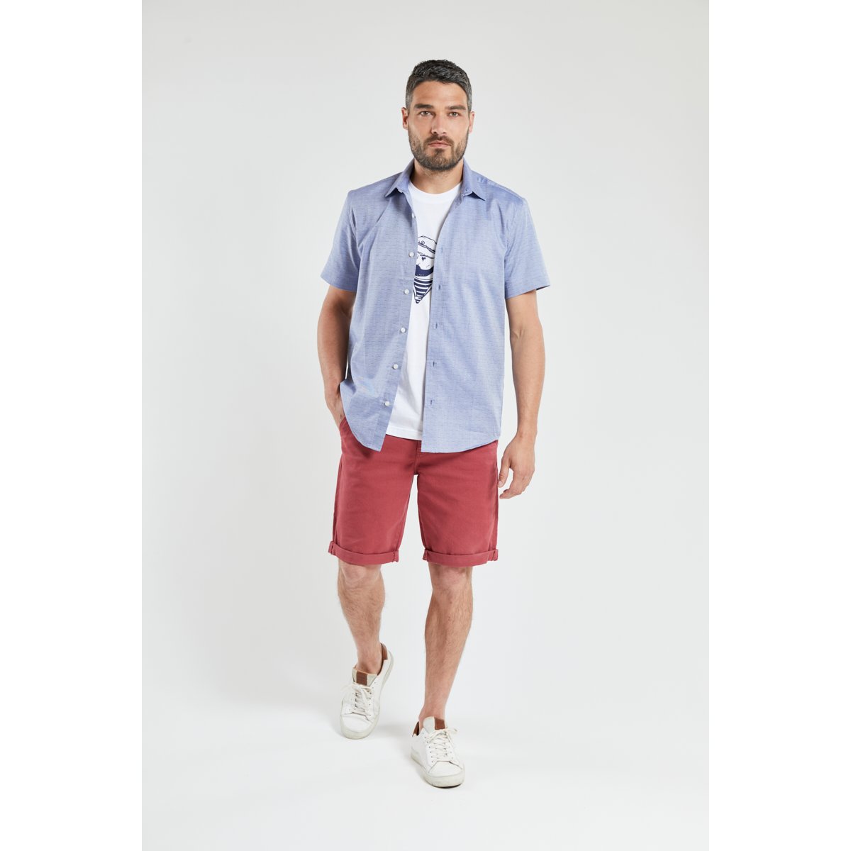 Chemise manches courtes - coton blue, ARMOR-LUX