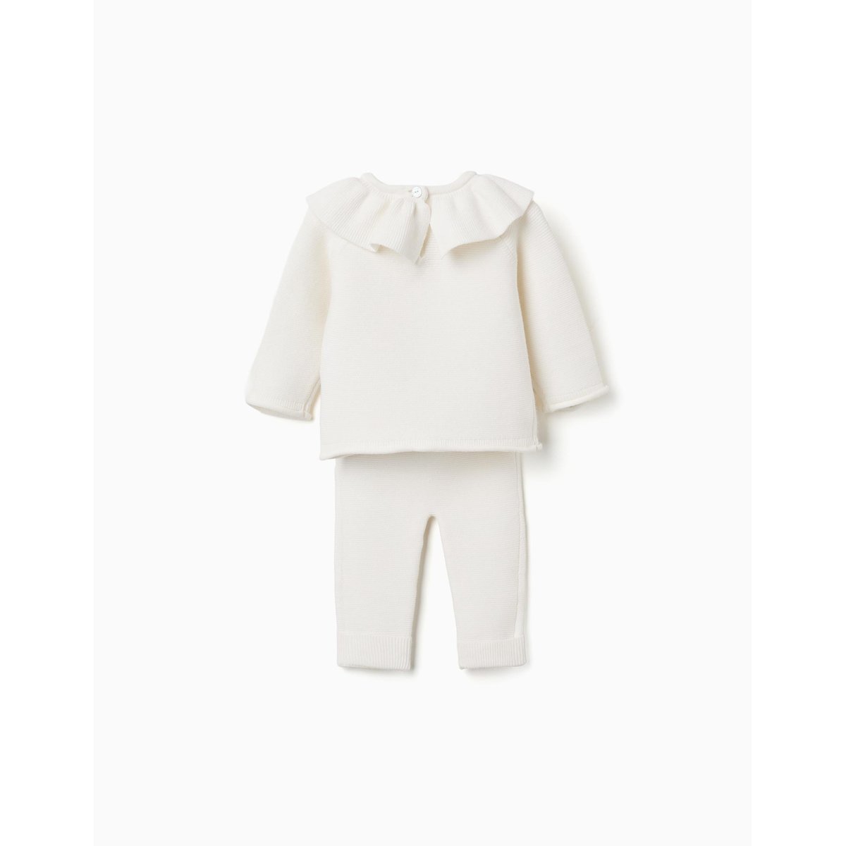 Ensemble pull en maille avec volants + pantalon blanc, ZIPPY